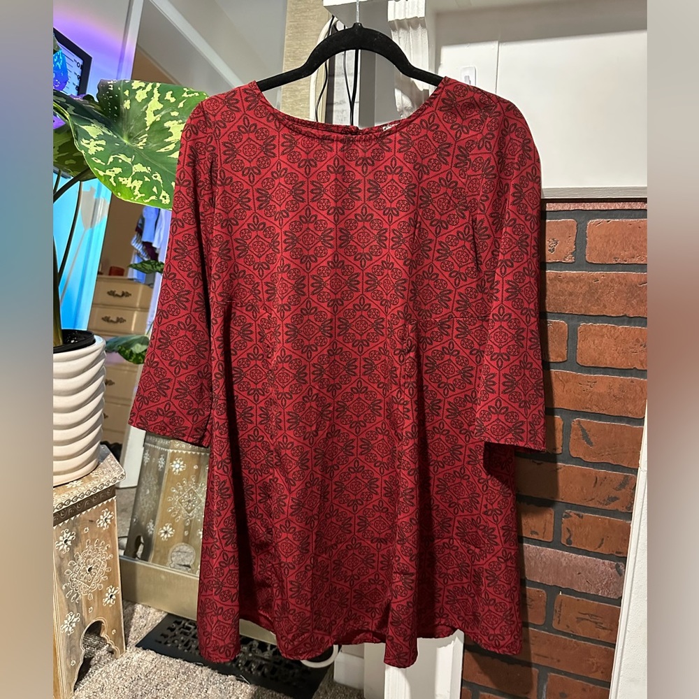 Burgundy Patterned Dress - Perfect for fall wedding!